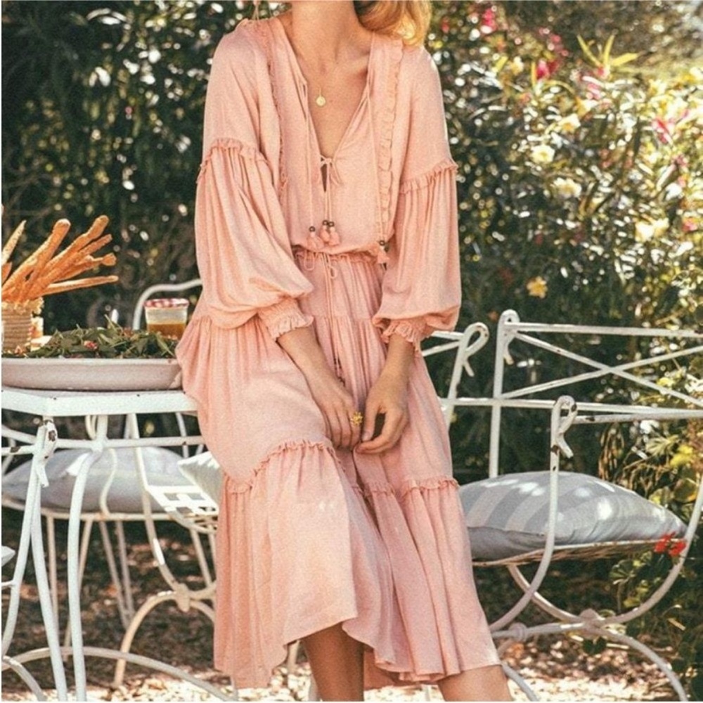 Spell Peach Midi Dress - Picture 3 of 12